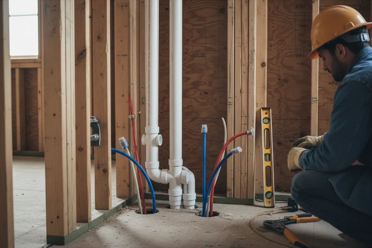 Drain and supply rough-in during Garbage Disposal Repair in Livingston